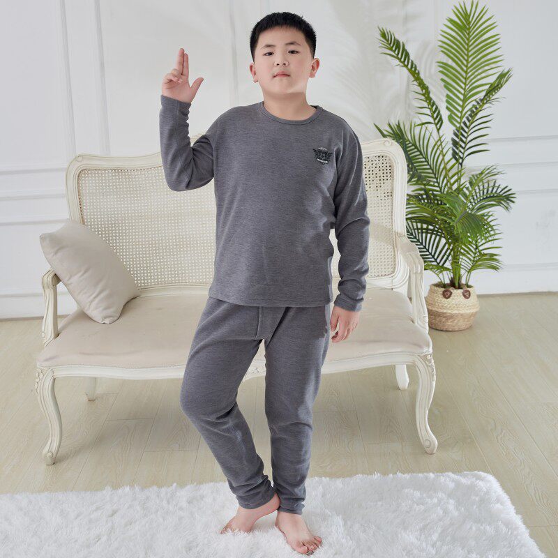 加肥大胖男童内衣套装加绒厚保暖儿童青少年大童胖童秋衣卫生裤宽