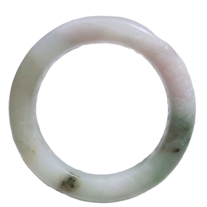 南阳独山玉手镯57芙蓉红泥鳅背雕花祥云粉红冰透水手环女款手饰