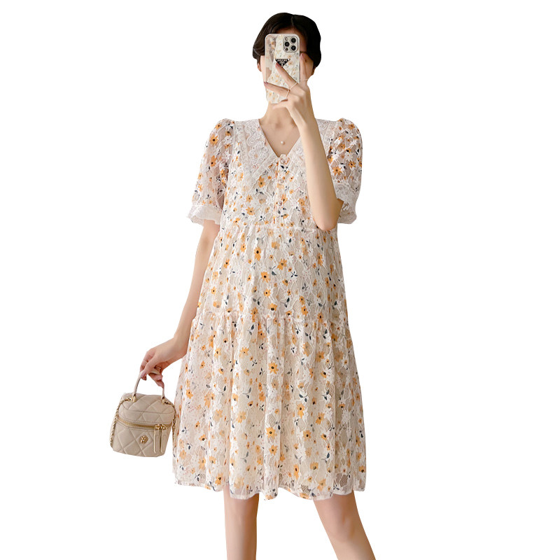 孕妇哺乳期连衣裙夏季外出辣妈款浦乳裙子O时尚遮肚夏装喂奶衣服