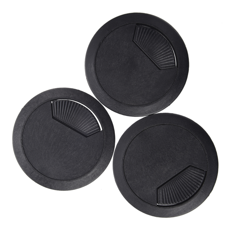 推荐3 Pcs Desk 60mm Dia Grommet Cable Cord Hole Cover Black