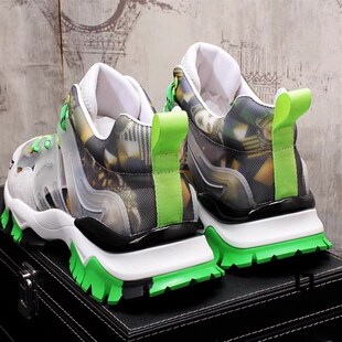 男款 红色炸v街老爹鞋 高级感增高厚底透气运动 子2024新款 男鞋