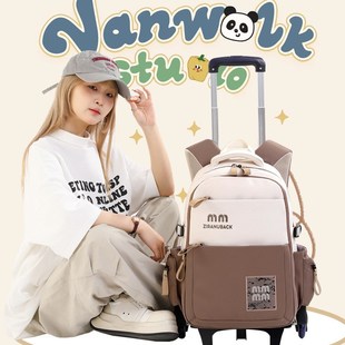 手拉背囊拉杆可背可拖拉旅游行李箱包袋带滑轮子双肩背包超轻书包