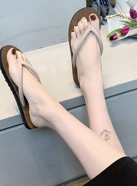 简约人字拖女夏情侣时尚韩版防滑沙滩夹脚拖N鞋厚底平跟外穿凉拖