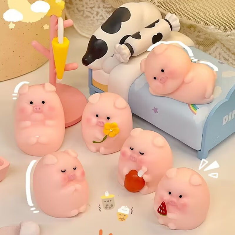 速发车子里面的装l饰品超萌小猪摆件可用出风口台式电脑萤幕不掉