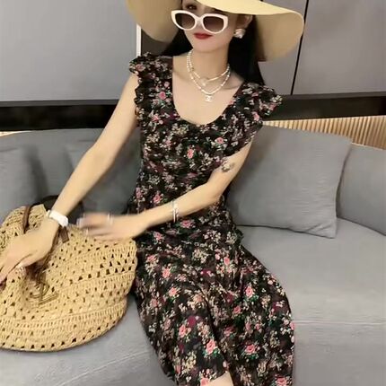 洋气甜美减龄碎花连衣裙女欧货2024夏季新款显瘦遮肉百搭时尚裙子