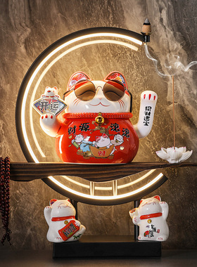 创意财猫摆件自动招n手摇手招店铺开业送礼家居客厅收银台装饰礼