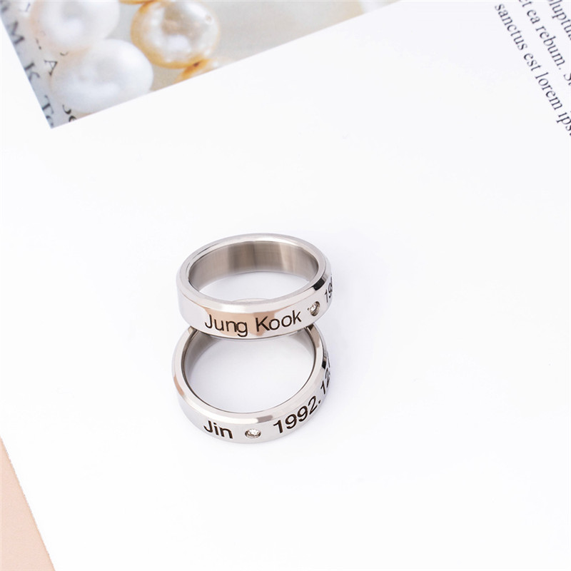 网红1Pc Kpop Ring Stainless Steel JHOPE Finger Rings Jewelry