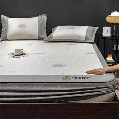 新款夏季冰丝凉席床笠款三件套夏天可机水洗家用儿童冰藤席子空调