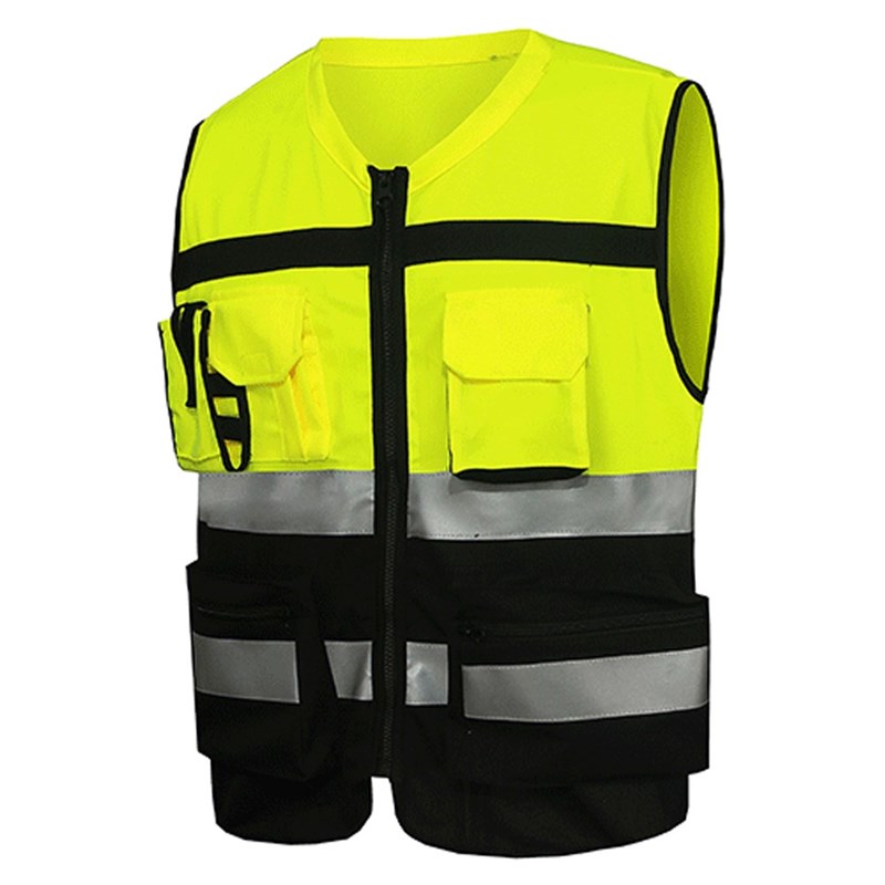 High Visibility Security Reflective Vest Pockets Constructio