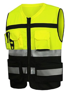 High Visibility Security Reflective Vest Pockets Constructio
