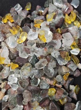 铜聚宝盆摆件黄水晶粒家居装饰品五彩石碎石装饰品香炉用金玉明沙