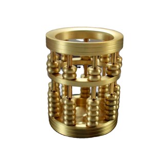 纯黄铜算盘招财笔筒家居书房桌面摆件老板办公桌面新中式 饰铜件 装