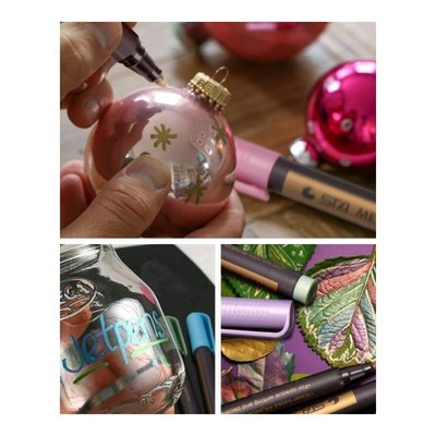 10 colors/lot Metallic Marker Pens brush pen for Rock Painti