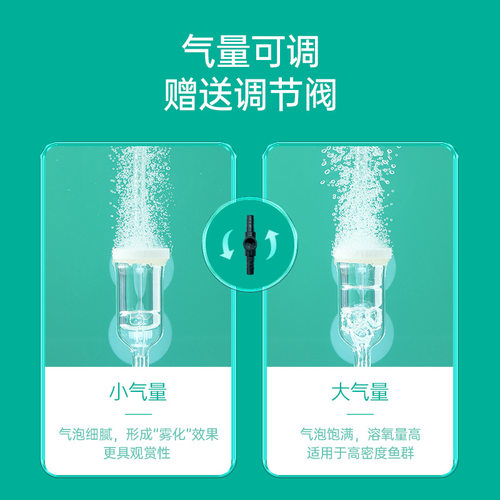 鱼缸氧气泵空气细化器氧气u头增氧气泡石静音纳米气雾化盘爆氧气