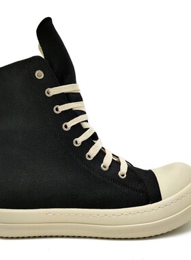 ro高帮鞋男黑色蜡面五芒星帆布鞋女休闲板鞋增高情侣鞋秋冬短靴潮