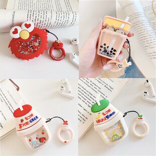 New Cute Quicksand Bubble Tea For Airpods Case Soft Silicon