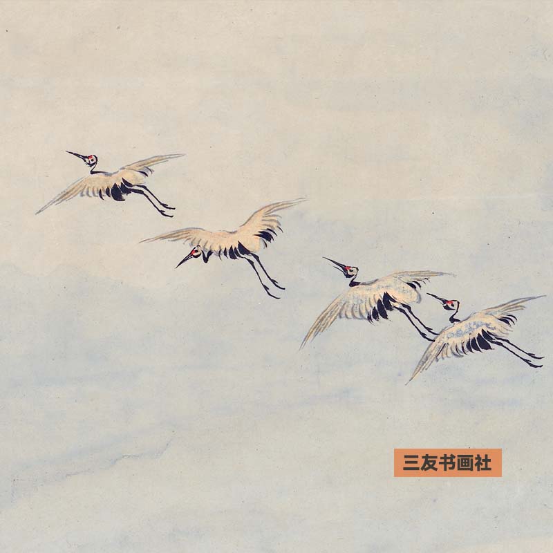 仿古国画复制品松树仙鹤吉祥画清代屈兆麟松寿图高清画心装饰挂轴