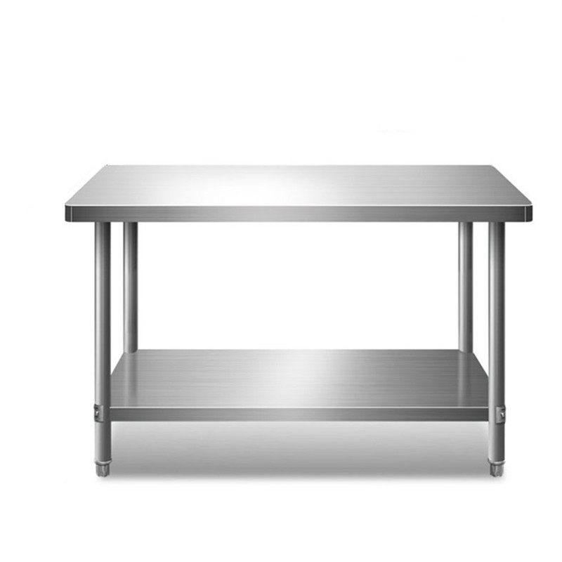 加厚双层不锈钢操作台圆角工作台案板桌三层打包台面厨房切菜台子