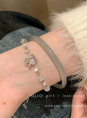 工厂销清冷感~平安锁猫眼石手链女新G中式复古轻奢小众精致素圈手