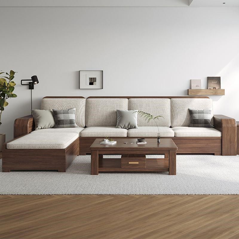 南美黑胡桃木全实木沙发新中式高箱储物转角贵妃冬夏两用现代简约