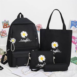 速发4pcs/Set Casual Daisy Print Backpacks School Rucksack F