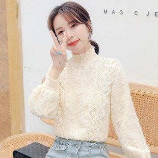 加绒欧货蕾丝打底衫女内搭长袖女上衣时尚洋气小衫秋冬20.20年新