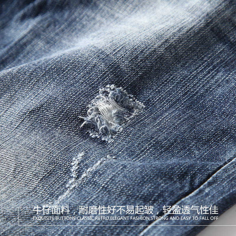 夏季破洞牛仔短裤男宽松加肥加大码胖子大号五分马裤潮5分中裤薄