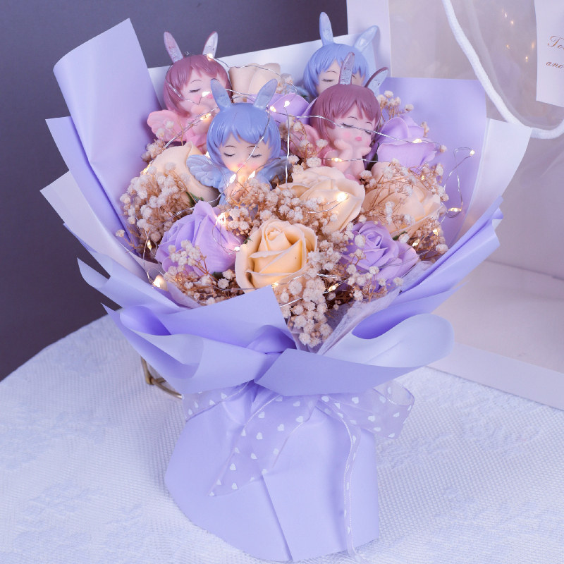 创意公主玩偶花束公仔永生花花束送d闺蜜女孩子幼儿园毕业生日礼