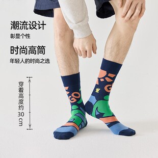 袜子男款长袜潮流高帮中筒袜青少年运动棉袜夏季薄款透气无骨男袜