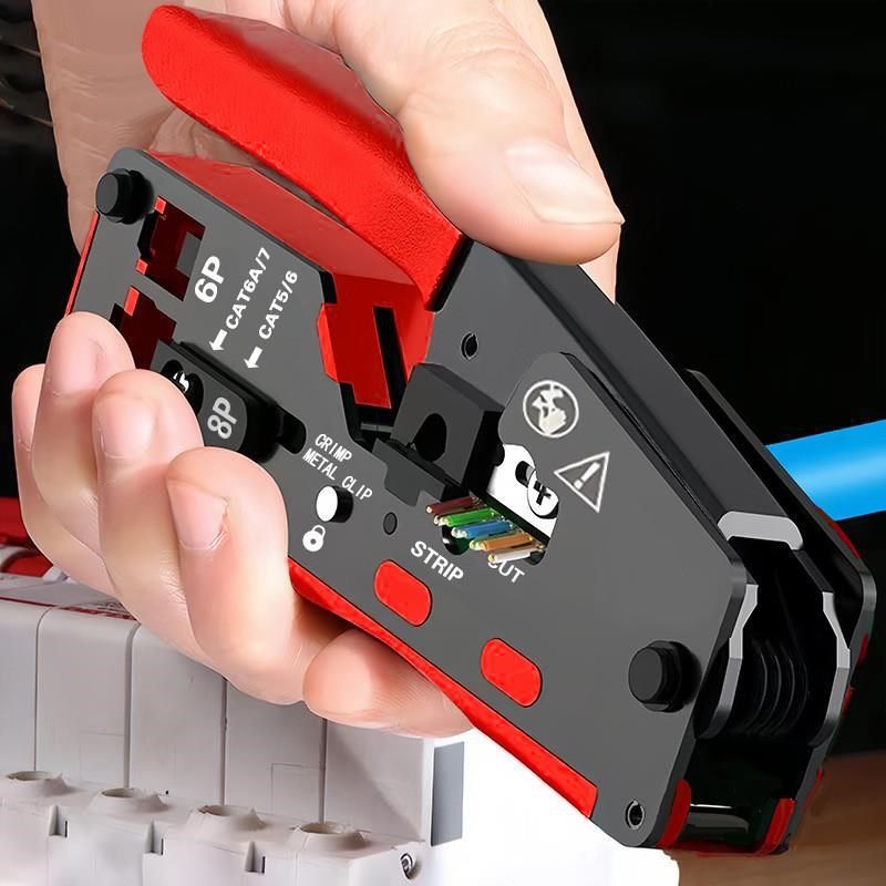 多功能网线钳子级七类水晶头超六类网络67光伏接线压线钳