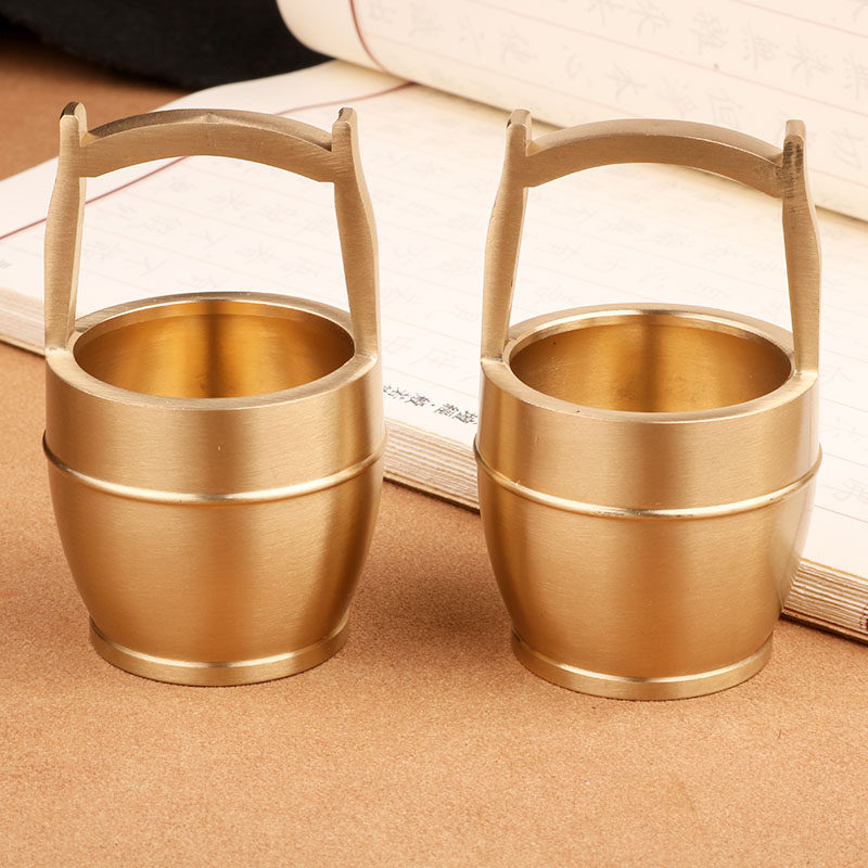 黄铜办公室家居小摆件一桶金一桶江山创意礼品装饰品纯铜小水