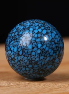 湖北原矿绿松石乌兰花圆珠散珠单珠高瓷蓝文玩手串配珠配饰吊坠