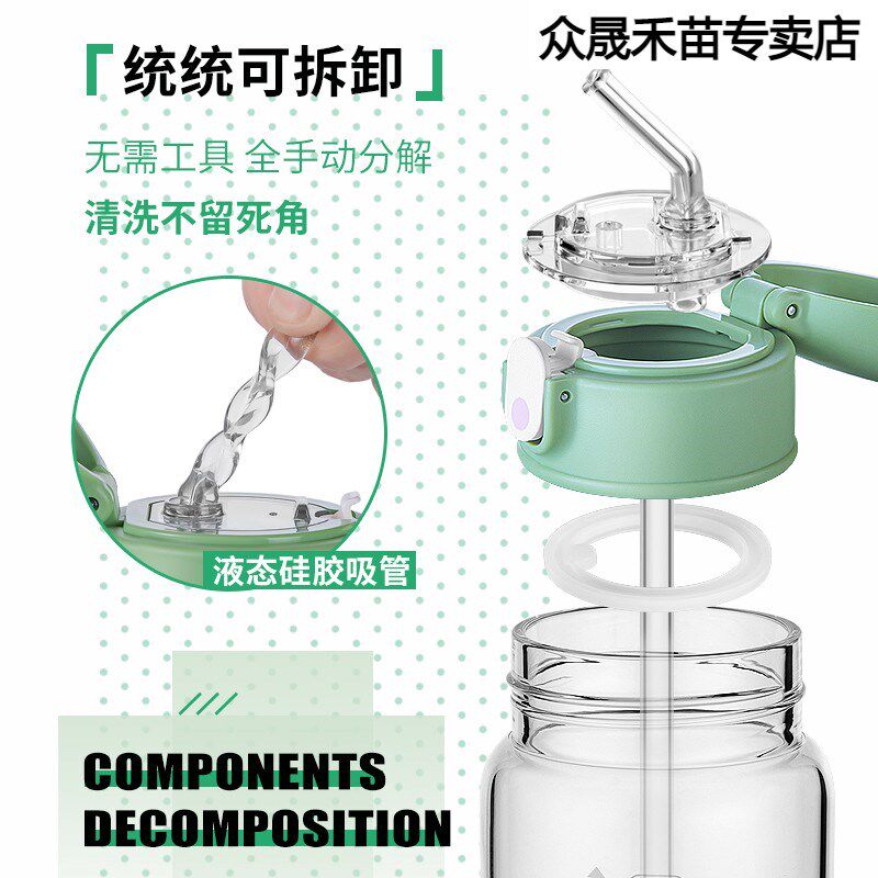 新款吸管玻璃杯女大人孕妇产妇学生耐高温带刻度水杯牛奶豆浆早餐