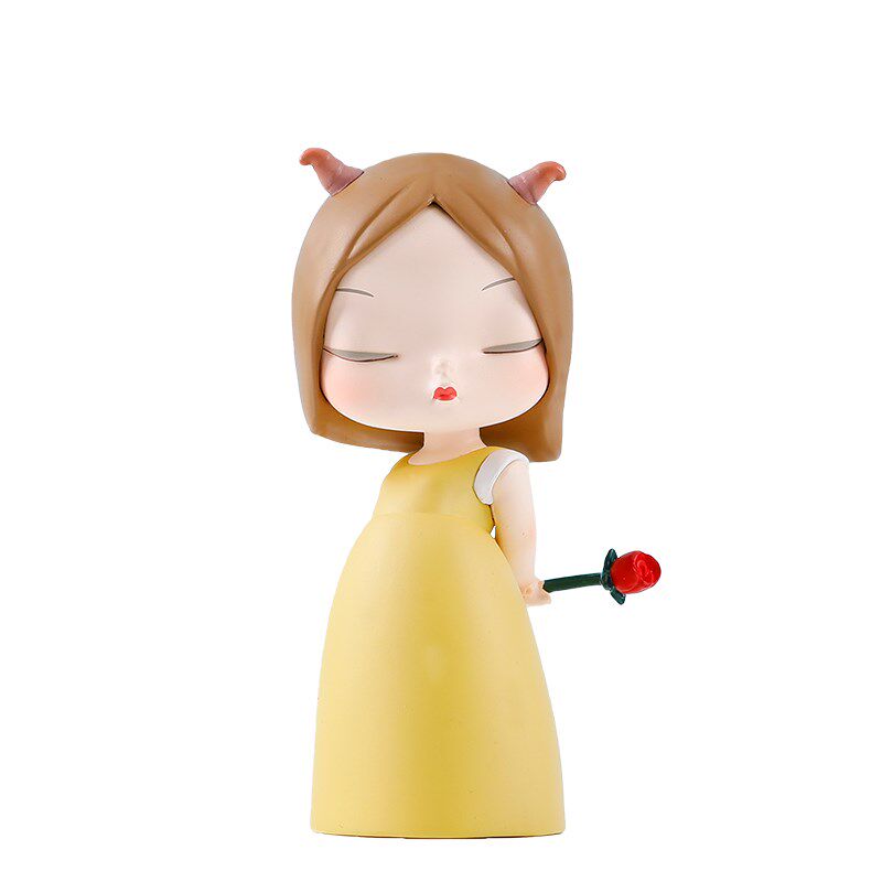 白夜童话摆件暖熊依赖汽车饰品送女d生日礼物桌面可爱卡通女孩祥