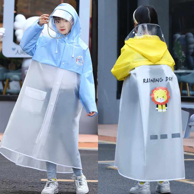 儿童雨衣小学生男女童长款全身防暴雨拉链初中生上学带背包位雨披