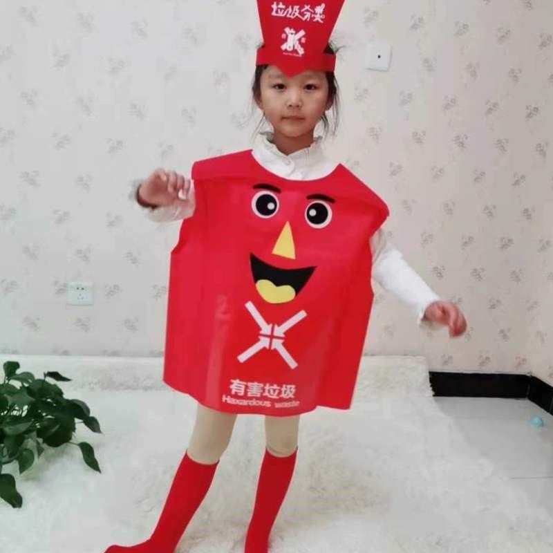 成人道具服手工儿童演出分类垃圾垃圾桶环保新款四色舞蹈服装宣传