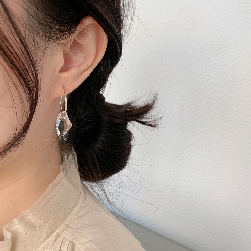 气质高级感水晶耳环小众耳圈耳坠女2023年新款潮百搭耳饰