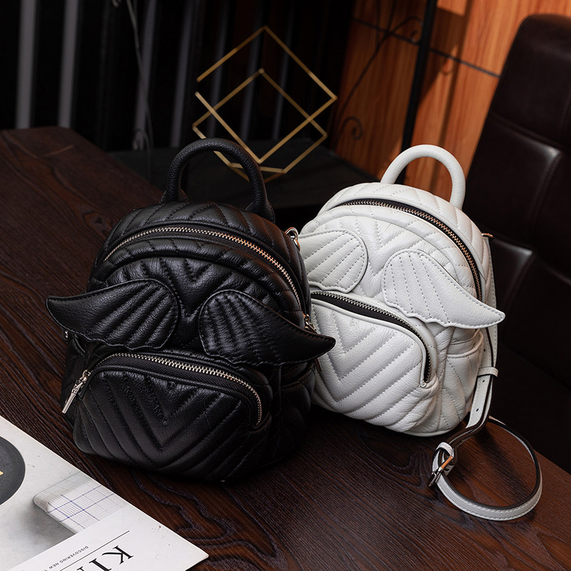 双肩包女2022新款时尚迷你单肩斜挎包洋气百搭软皮可爱小翅膀背包