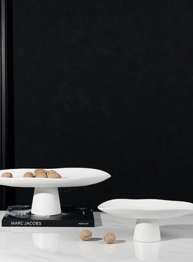 欧式陶瓷餐桌高脚果盘摆件软装售楼处家居客厅电视柜茶几收纳托盘