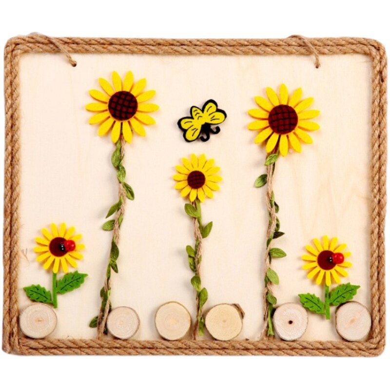 儿童diy树枝画创意自然原木片手工粘贴制作p材料包幼儿园木艺画框