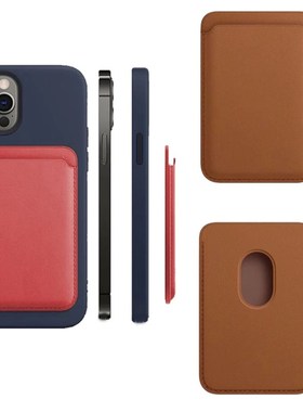 Leather Magnet Card Slot for iPhone 12 Pro max Case Mag Saf