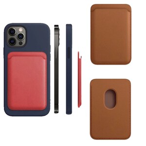 Leather Magnet Card Slot for iPhone 12 Pro max Case Mag Saf