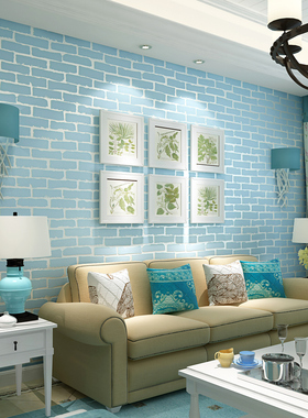 自粘无纺布壁纸3D立体简约白色砖C纹温馨宿舍卧室客厅电视背景墙