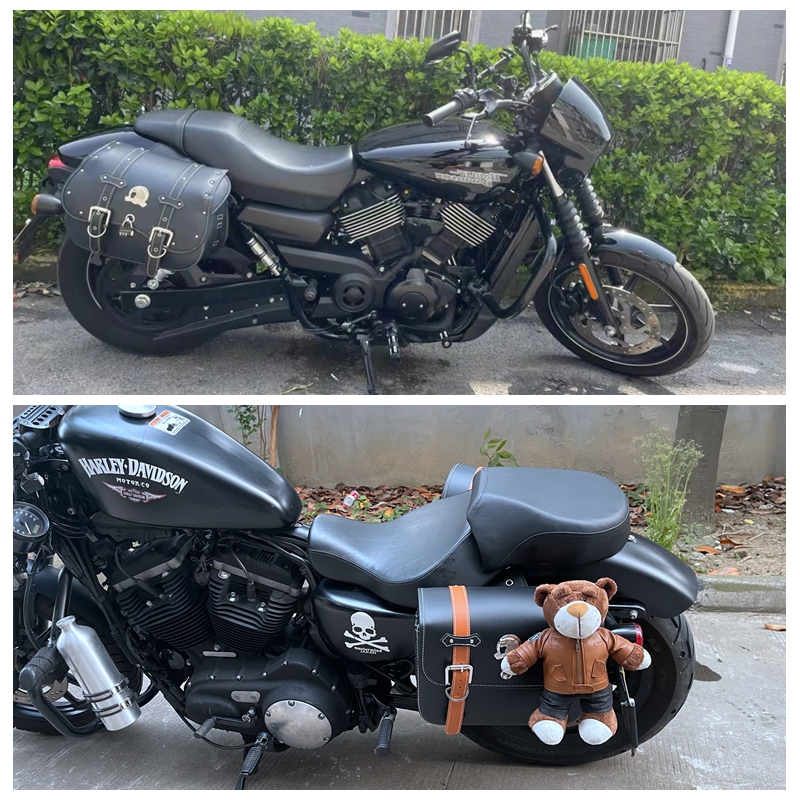 摩托车包哈雷883 750边包肥霸义骑V8挂包防水靠背折叠靠背马鞍包