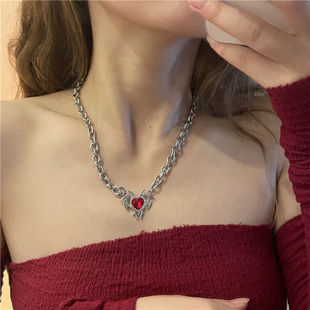 Love Necklace Crystal 新品 Totem Pendant Red Punk Heart for