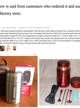 1000ml Food Thermal Jar Vacuum Insulated Soup Thermos Contai