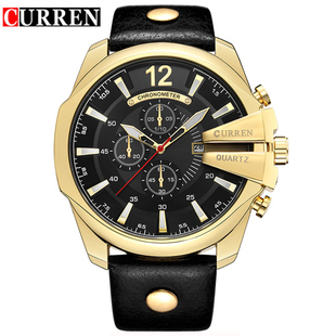 Top Brand Male 速发Curren Luxury Men 8176 Watches Gold Watch
