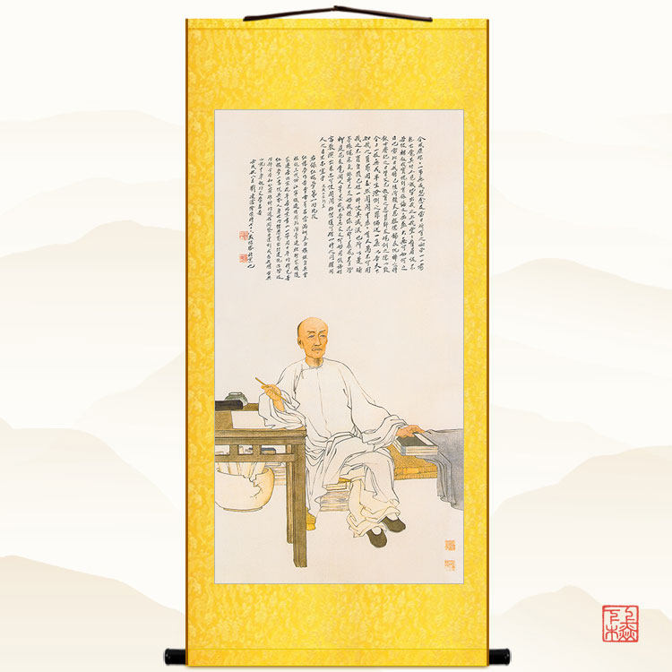 直销曹植人物画 曹雪芹画像 古代名人卷轴n挂画 复古绢布装饰画丝