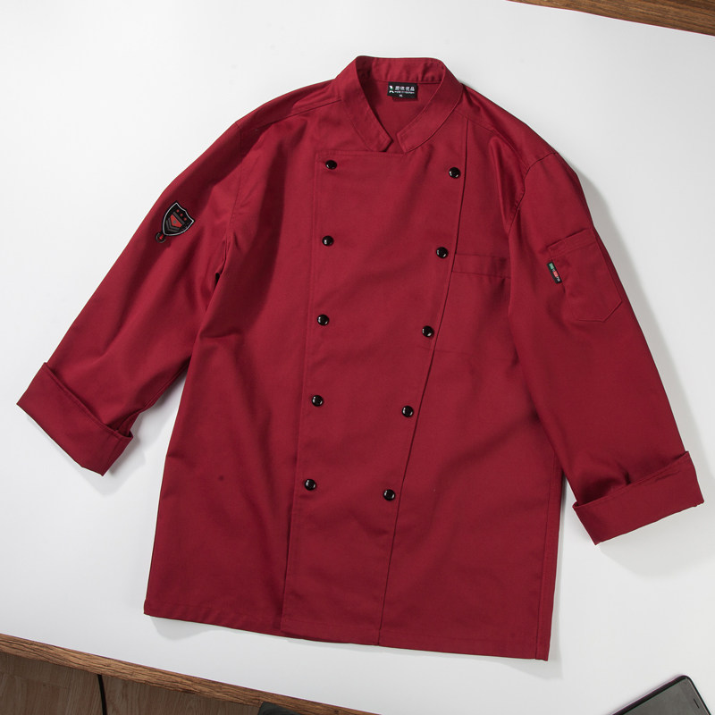 酒店厨师工作服男长袖秋冬装餐厅后厨烘焙厨师服套装定制