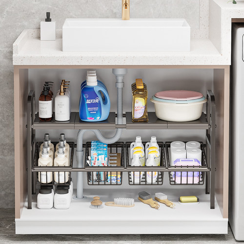 浴室柜下置物架下水槽分层洗手台卫生间各种神器橱柜厨房收纳柜子